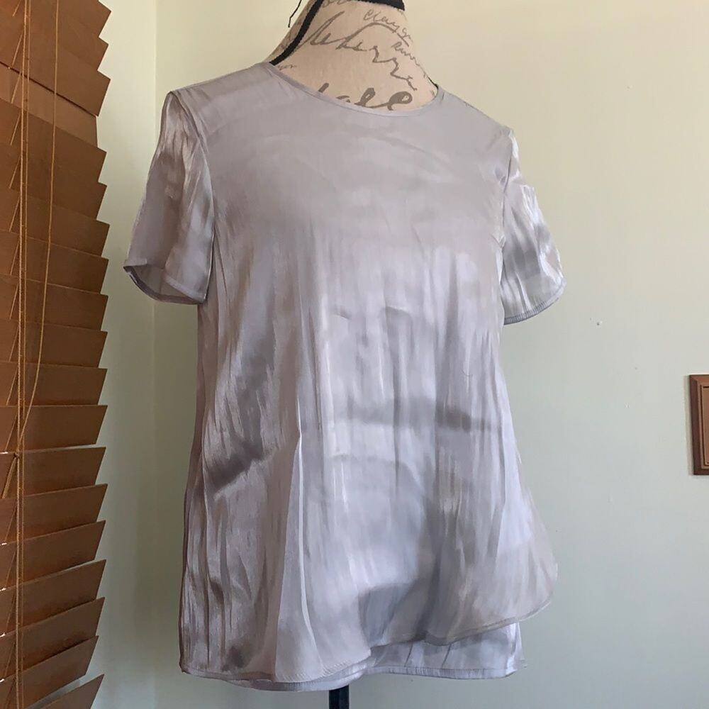 NWT VINCE SEMI SHEER OASIS BLOOM METALLIC BLOUSE S